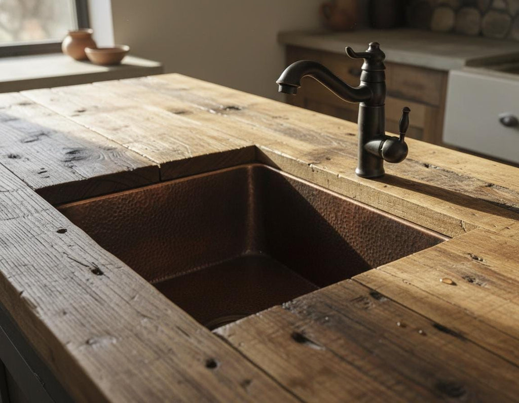 Handmade Hammered Undermount Sink Solid Copper Basin for Rustic Luxury Home Interiors Kitchen Design