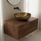 Handmade Round Brass Vessel Sink with Oil Patina Finish for Modern Bathroom Vanities