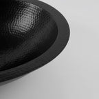 Handmade Hammered Oval Vessel Sink Solid Copper Basin with Matte Black Finish for Elegant Luxury Interiors