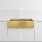 Handmade Solid Brass Farmhouse Sink, Apron Front Kitchen Basin, Unlacquered Brass Trough Sink