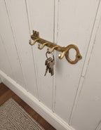 Engraved Brass Key Hook Rack – Unlacquered Wall Mount Key Holder
