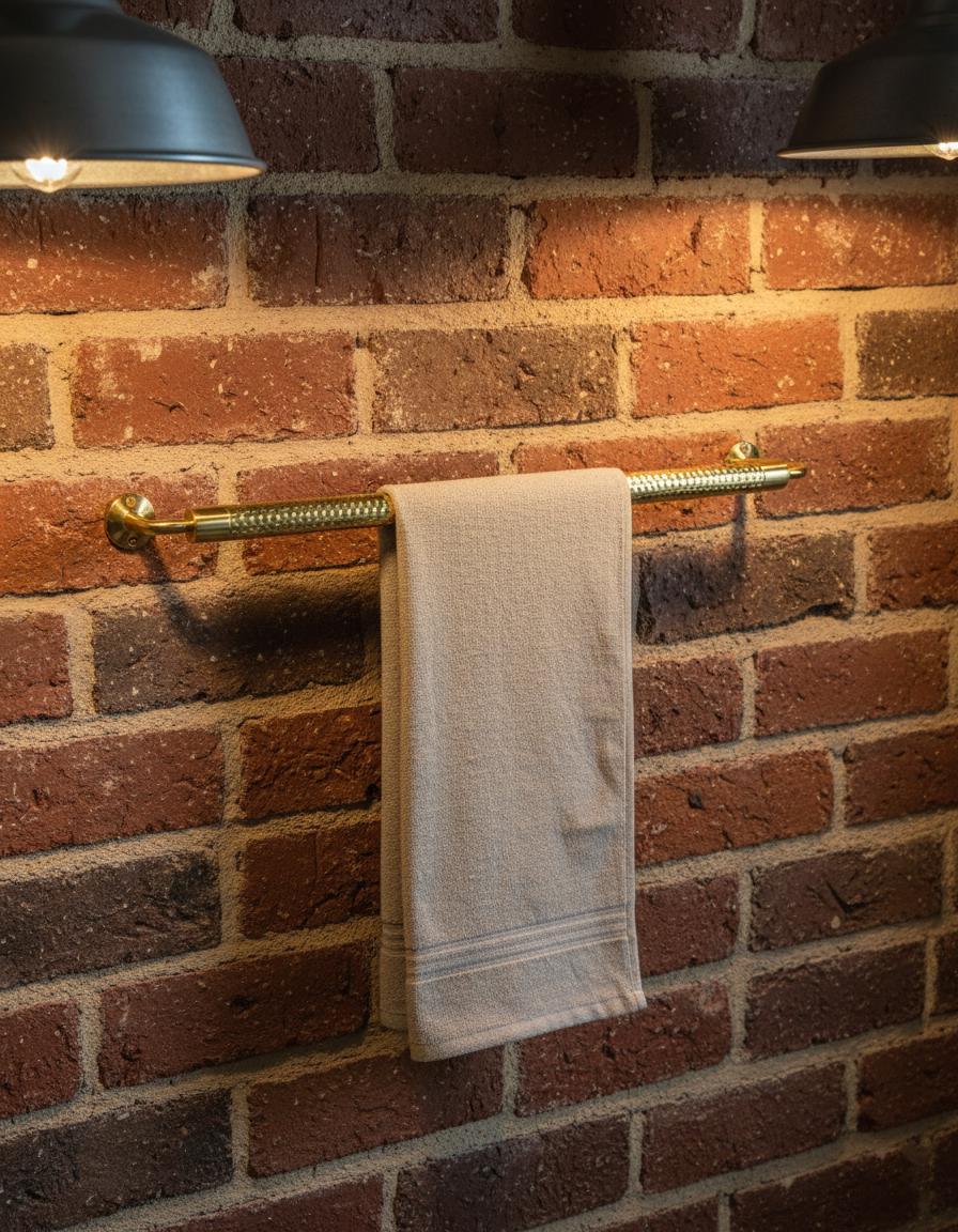 Hammered Solid Brass Towel Bar – Unlacquered Wall Mount Bathroom Rail