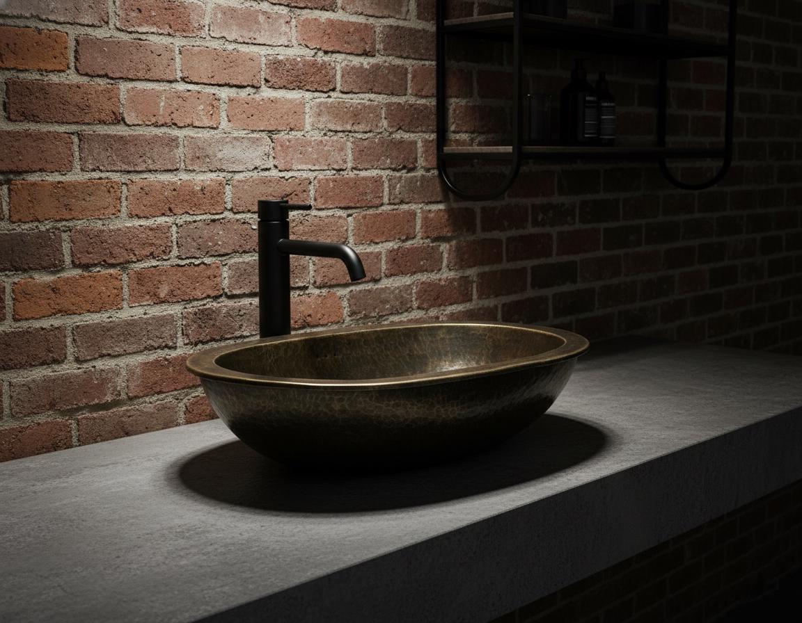 Handmade Oval Brass Vessel Basin – Hammered Antique Finish Bathroom Wash Bowl for Vanity Countertop