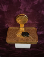 Engraved Solid Brass Toilet Paper Holder with Shelf – Unlacquered Luxury Bathroom Fixture