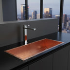 Handmade Rectangular Hammered Copper Trough Sink Solid Metal Basin for Bar and Side Kitchens