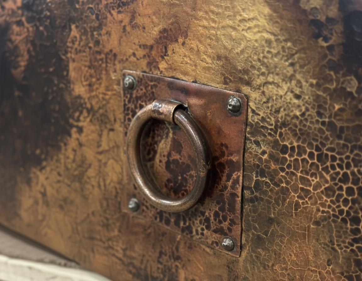 Handmade Fire Patina Farmhouse Apron Sink Solid Hammered Copper Single Bowl Kitchen Statement