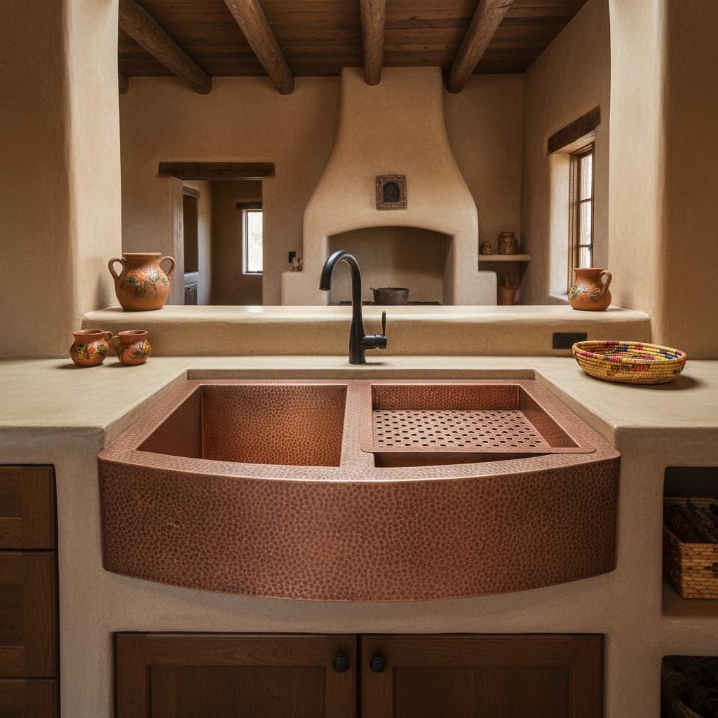 Handmade Hammered Copper Farmhouse Workstation Sink with Apron Front and Removable Prep Tray