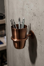 Copper Wall-Mount Toothbrush Holder – Handcrafted Bathroom Cup & Accessories Set