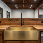 Handmade Solid Brass Farmhouse Sink, Apron Front Kitchen Basin, Unlacquered Brass Trough Sink