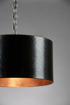 Handmade Hammered Pendant Light Solid Copper Shade with Matte Black Finish for Modern Luxury Interiors