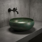 Handcrafted Verdigris Copper Vessel Basin Round Patina Bathroom Washbowl Countertop Mount