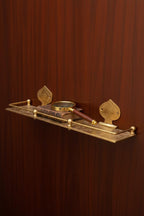 Engraved Unlacquered Brass Wall Shelf: Solid Handmade Bathroom or Hallway Decor