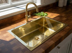 Rectangular Undermount Polished Brass Kitchen Basin – Handmade Solid Brass Prep Sink for Island, Bar or Modern Countertop
