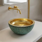 Handmade Green Patina Brass Vessel Sink: Bathroom Bowl for Vanity or Powder Room