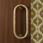 Handmade Oval Brass Door Pull Handle Minimalist Solid Metal Hardware for Modern Interiors