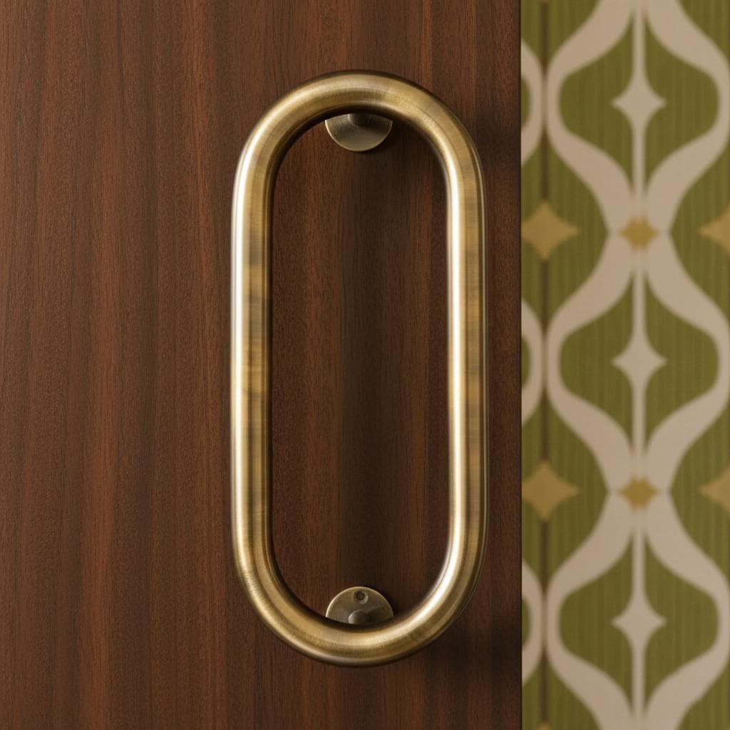 Handmade Oval Brass Door Pull Handle Minimalist Solid Metal Hardware for Modern Interiors