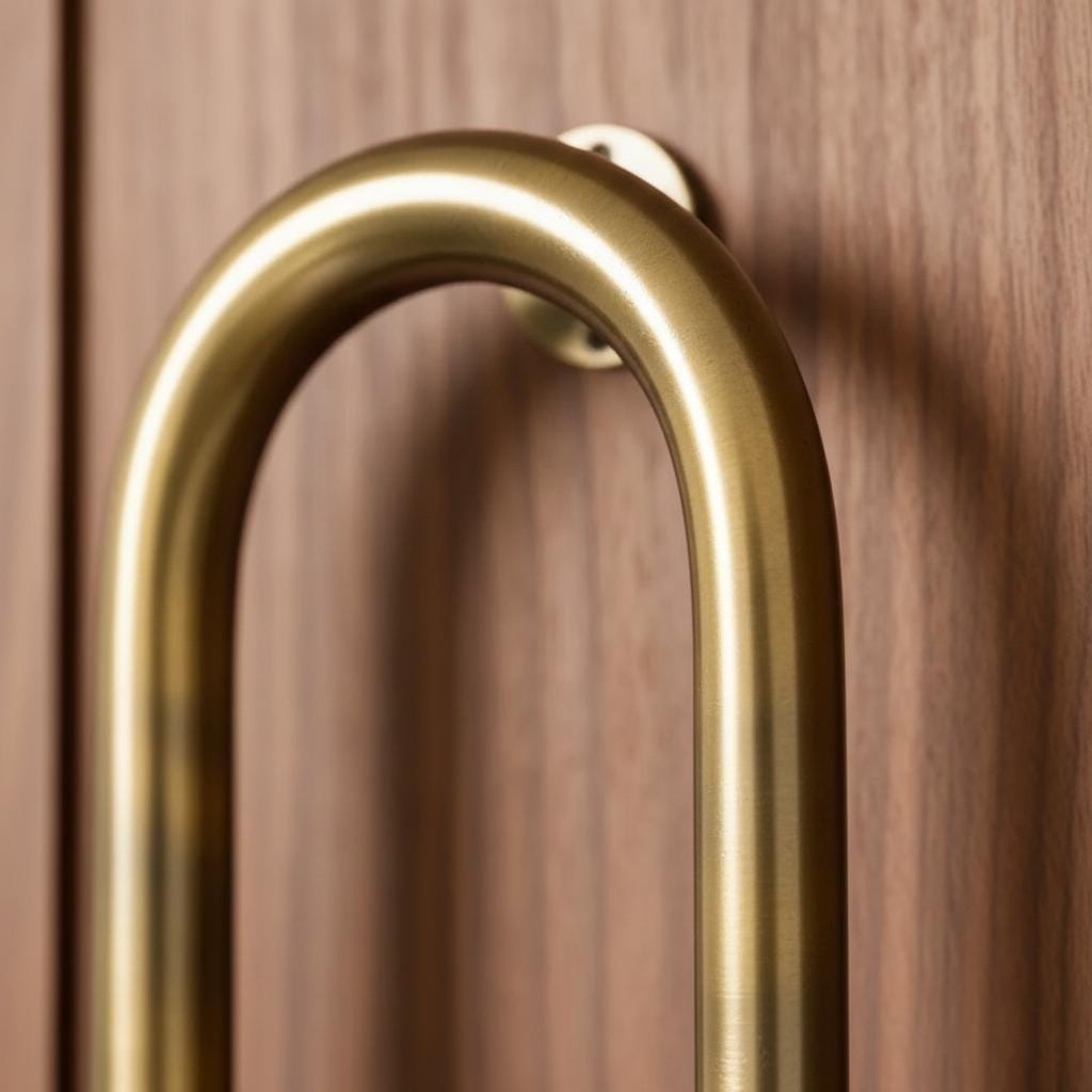 Handmade Oval Brass Door Pull Handle Minimalist Solid Metal Hardware for Modern Interiors