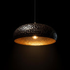 Handmade Hammered Brass Dome Pendant Light with Warm Brass Interior Ceiling Fixture