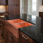 Handmade Hammered Double Bowl Farmhouse Sink Solid Copper Apron Front Kitchen Basin Design