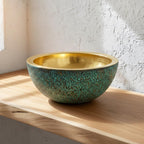 Handmade Green Patina Brass Vessel Sink: Bathroom Bowl for Vanity or Powder Room