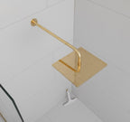 Unlacquered Solid Brass Square Rainfall Shower Head – Handmade Wall Mount Shower Arm