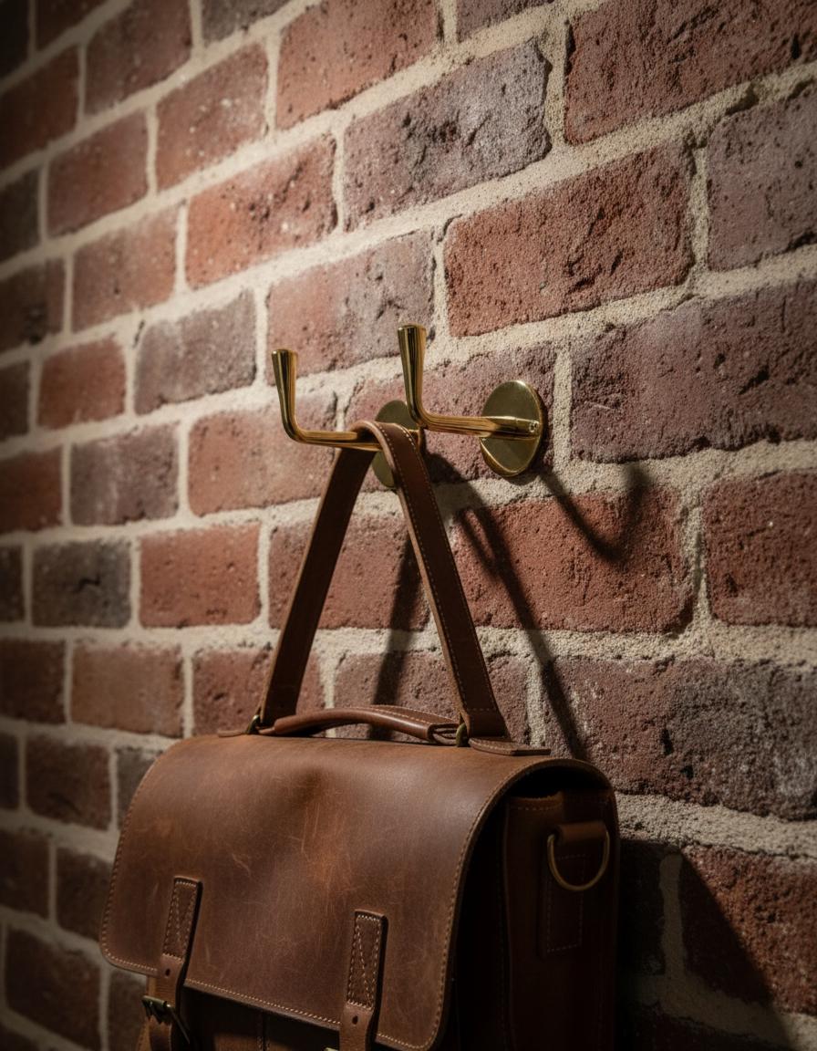 2 Pcs Unlacquered Brass Wall Hooks – Minimalist Solid Brass Coat & Towel Hangers