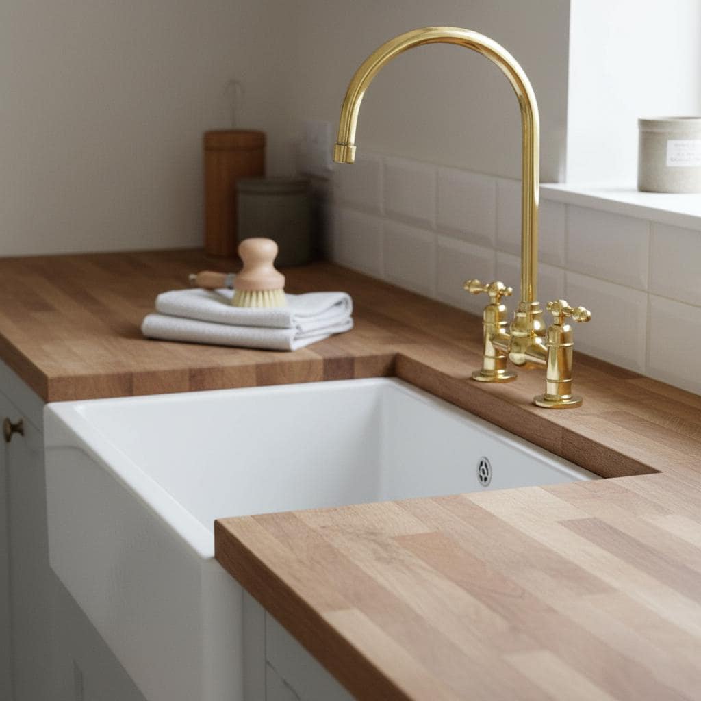 Polished Solid Brass Bridge Faucet, Handmade Kitchen Mixer Tap with Gooseneck Spout for Farmhouse Sinks