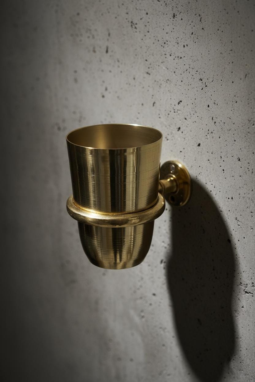 Solid Unlacquered Brass Toothbrush Holder – Wall Mount Bathroom Cup