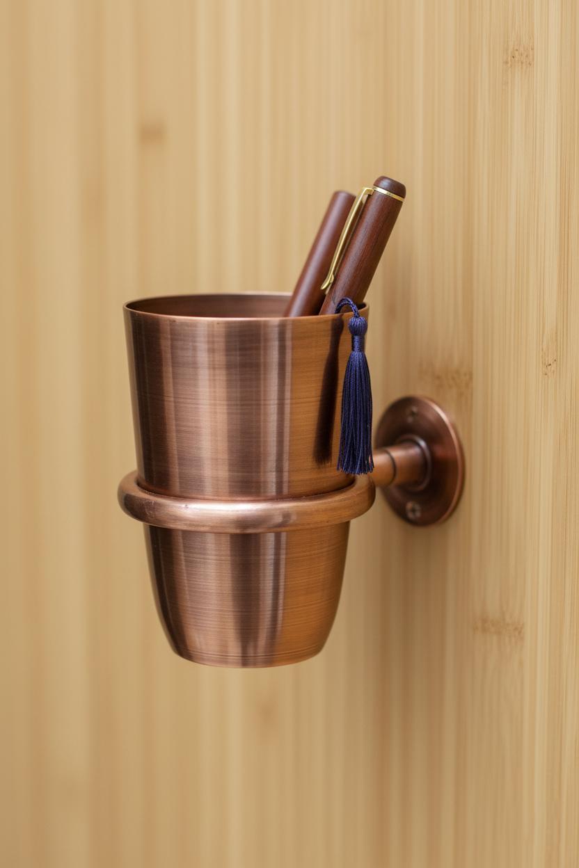 Copper Wall-Mount Toothbrush Holder – Handcrafted Bathroom Cup & Accessories Set