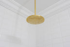 Unlacquered Solid Brass Ceiling Shower System – Complete Handcrafted Bathroom Set with Rain Head, Handheld & Mixer