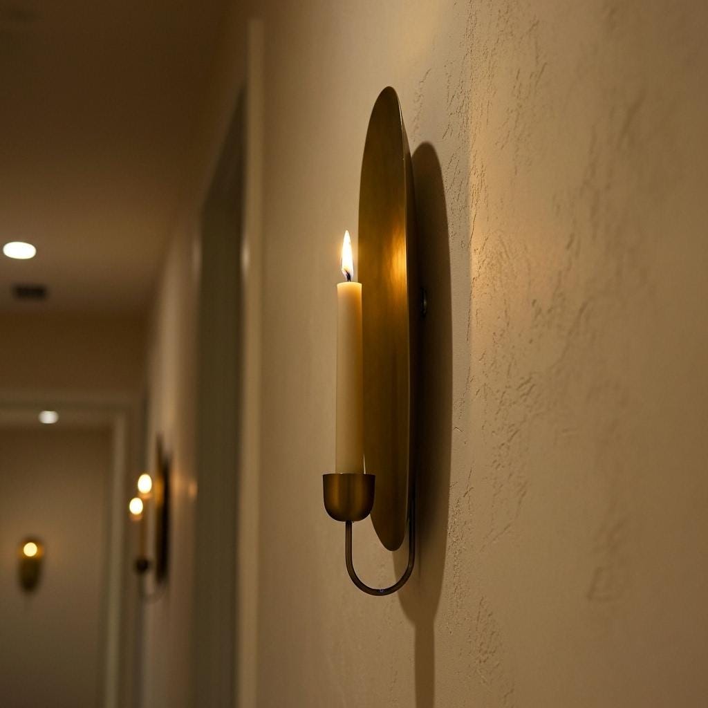 Oval Hammered Brass Wall Sconce Candle Holder Handmade Luxury Bathroom Accent Lighting