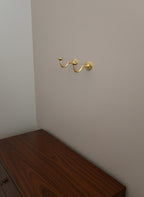 Set of Two Solid Brass Wall Hooks – Unlacquered Minimalist Coat & Towel Hangers Set
