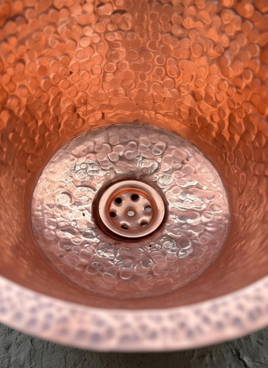 Handmade Hammered Bar Sink – Round Drop-In or Undermount Prep Basin with Rolled Rim