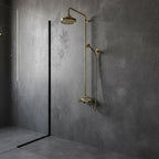 Handmade Unlacquered Brass Rainfall Shower with Handheld Sprayer - Exposed Shower System