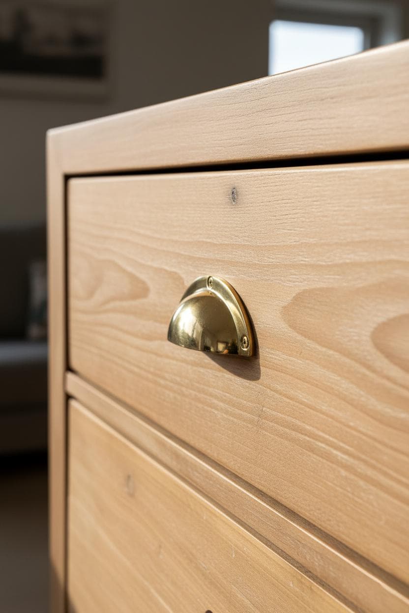 Set of Solid Unlacquered Brass Cabinet Pulls – Minimalist Drawer Handles