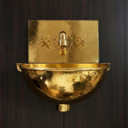 Handmade Hammered Solid Brass Wall Mount Sink with Faucet for Luxury High-End Bathroom Designs
