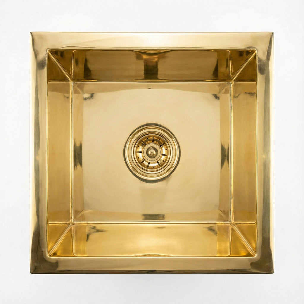 Handmade Solid Brass Kitchen Basin – Undermount Brass Sink for Bar, Prep, Island, Luxury Modern Kitchen