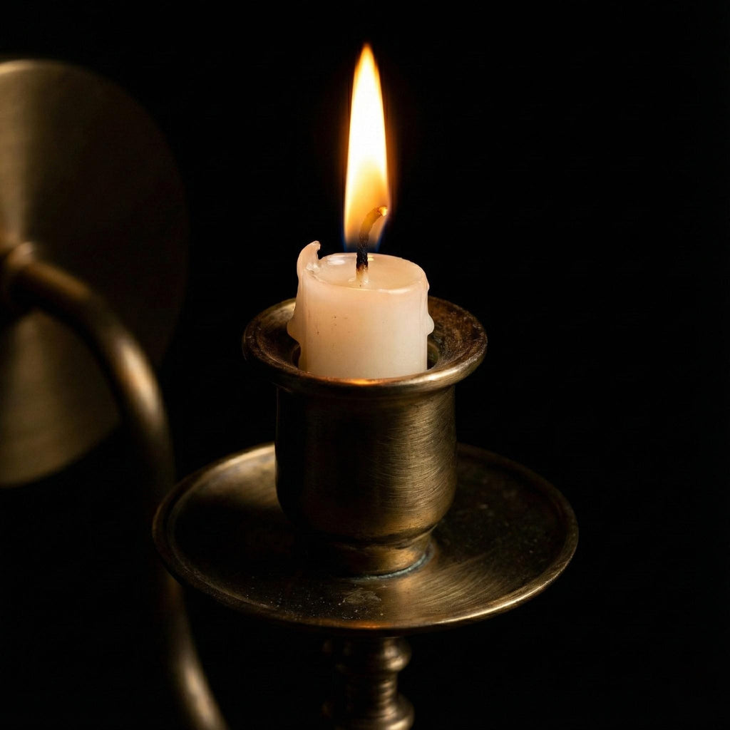 Handmade brass candle holder wall light creating warm ambient lighting for modern home decor