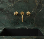Unlacquered Brass Wall-Mount Faucet – Handmade Solid Brass Modern Cross Handle Bathroom Tap