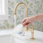 Unlacquered Brass Bridge Faucet – Solid Brass Kitchen Mixer Tap, Luxury Gooseneck Farmhouse Sink Fixture