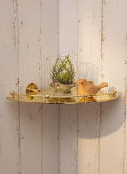 Unlacquered Solid Brass Corner Shelf – Luxury Wall-Mount Bathroom Storage