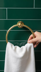 Solid Unlacquered Brass Towel Ring – Minimalist Wall-Mount Bathroom Holder