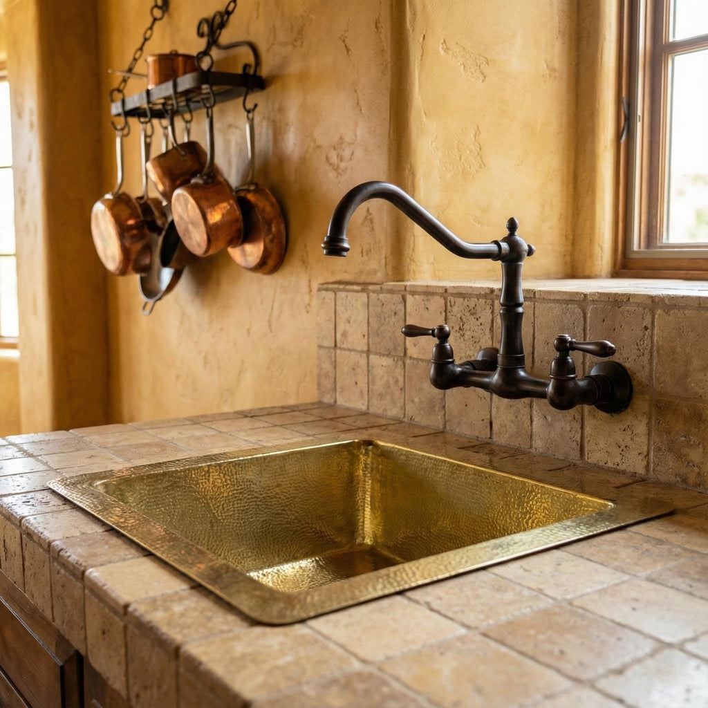 Handmade Square Brass Undermount Sink with Hammered Texture for Kitchen or Bar