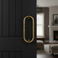 Handmade Oval Brass Door Pull Handle Minimalist Solid Metal Hardware for Modern Interiors