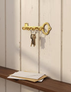 Engraved Brass Key Hook Rack – Unlacquered Wall Mount Key Holder