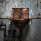 Handmade Solid Copper Wall Mount Bathroom Sink with Faucet and Backplate Vanity Basin