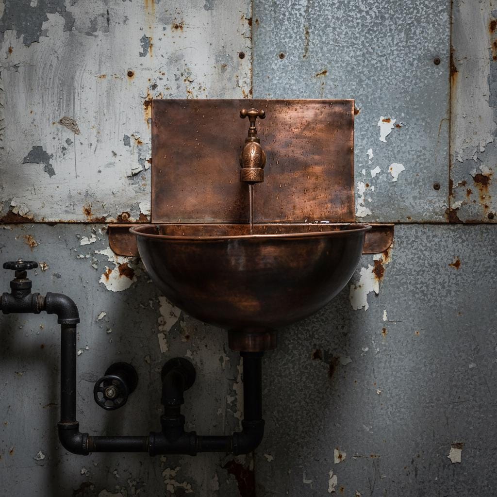 Handmade Solid Copper Wall Mount Bathroom Sink with Faucet and Backplate Vanity Basin