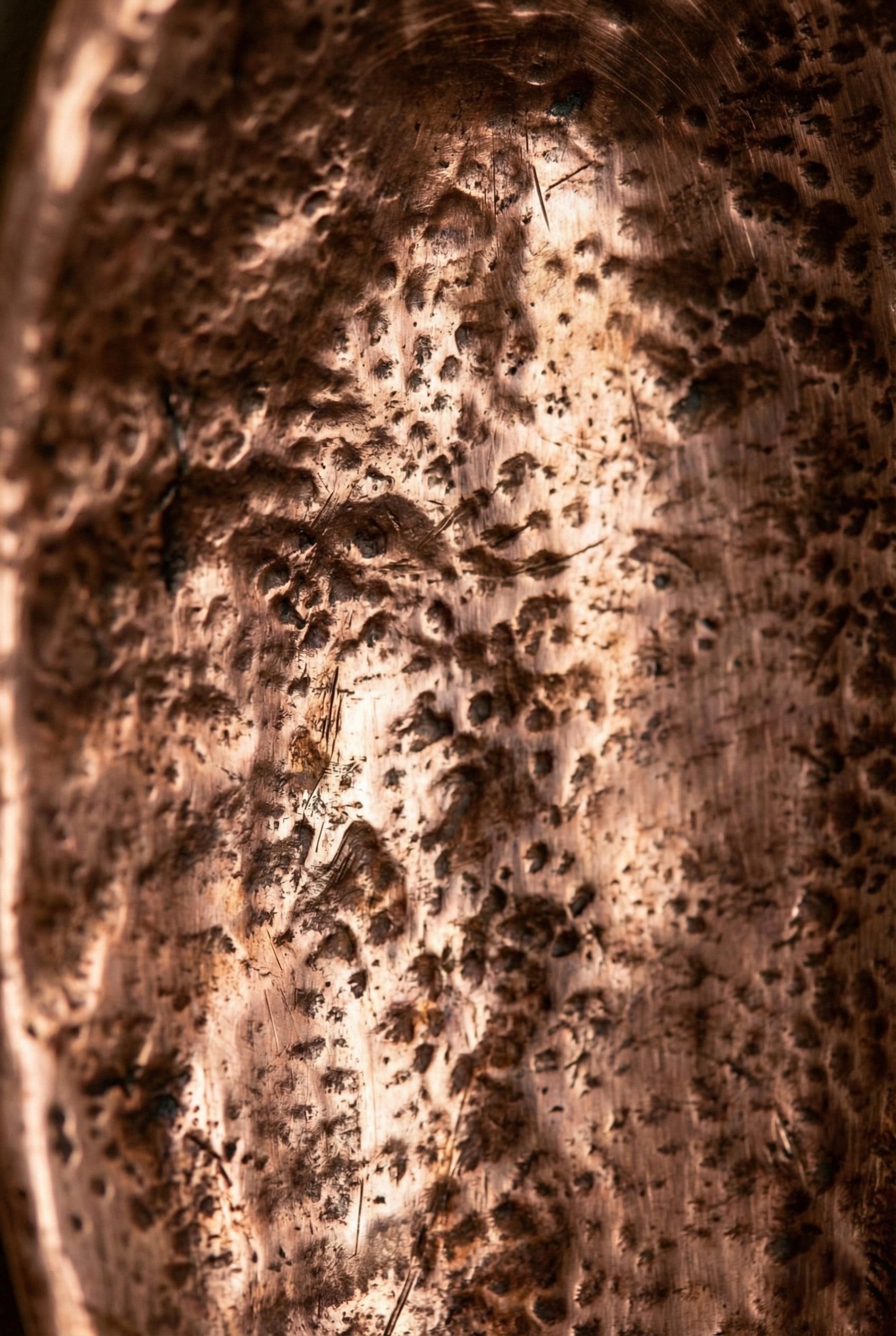 Pair of Unlacquered Copper Wall Candle Holder Hammered Oval Brass Style Sconce