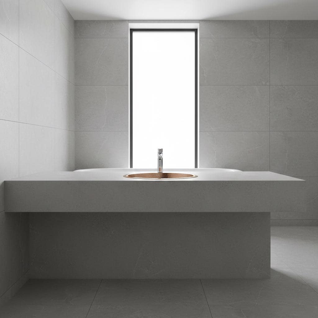 Handmade Oval Undermount Copper Bathroom Sink with Hammered Texture and Free Pop Up Drain