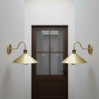 Unlacquered Brass Wall Sconce – Handmade Cone Shade Light for Bathroom, Bedroom, or Hallway